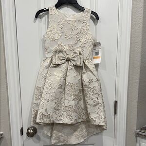 Rare Editions Cream Floral Bow Kids Dress